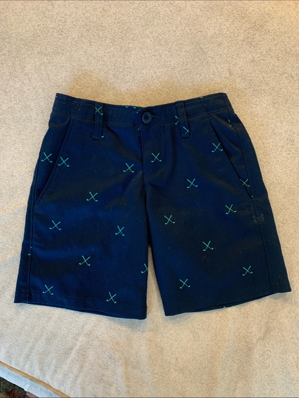 Under Armour Navy Golf Shorts with Turquoise Golf Club Pattern